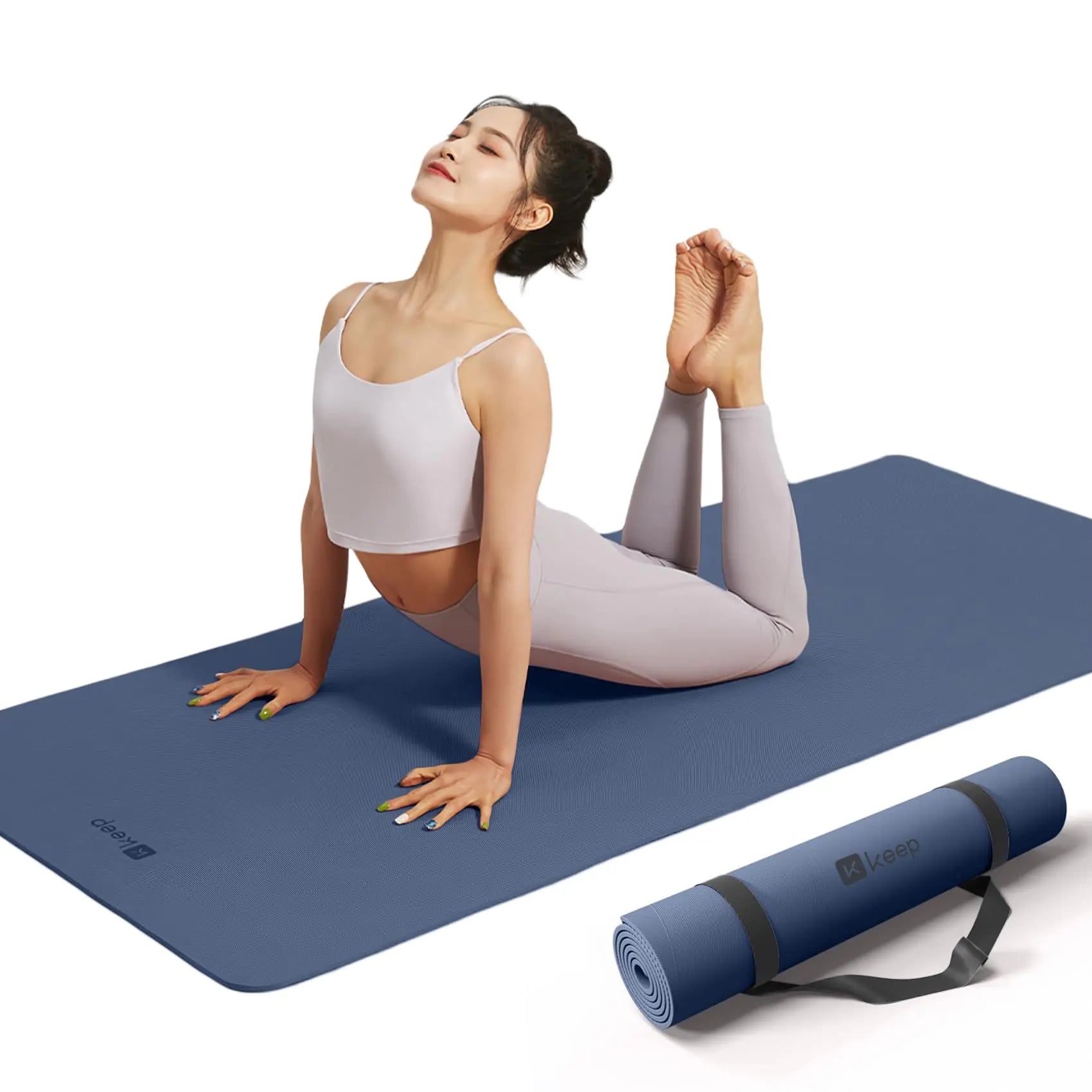 Extra Wide & Thick TPE Yoga Mat – 7mm Cushioned, Eco-Friendly, Non-Slip | Navy Blue