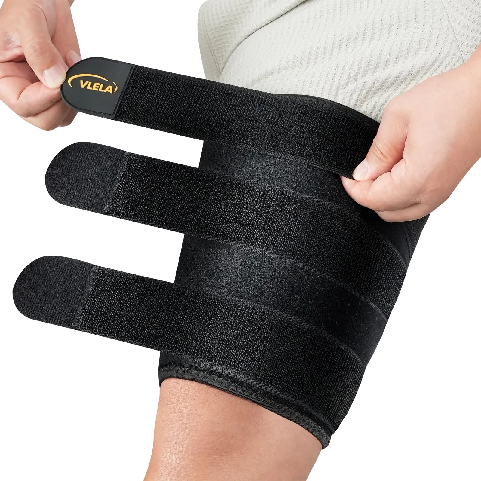 Vlela Thigh Brace with 3 Adjustable Straps – Targeted Compression for Injury Recovery & Performance