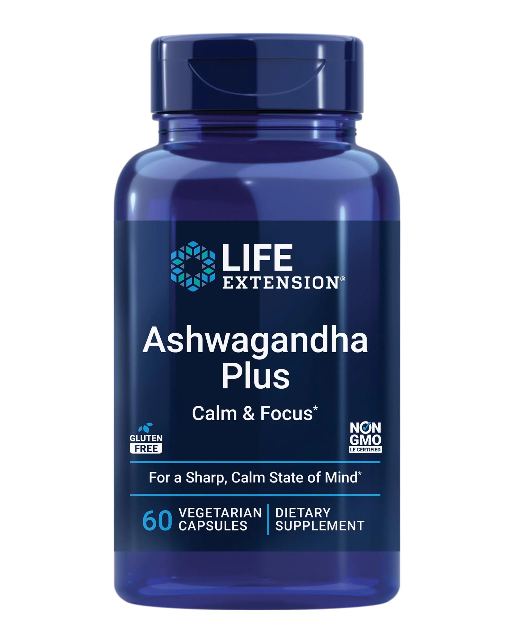 Life Extension Ashwagandha Plus – Calm & Focus Formula with Ashwagandha & Spearmint Extract – Relaxation, Mood & Attention Support – 60 Vegetarian Capsules