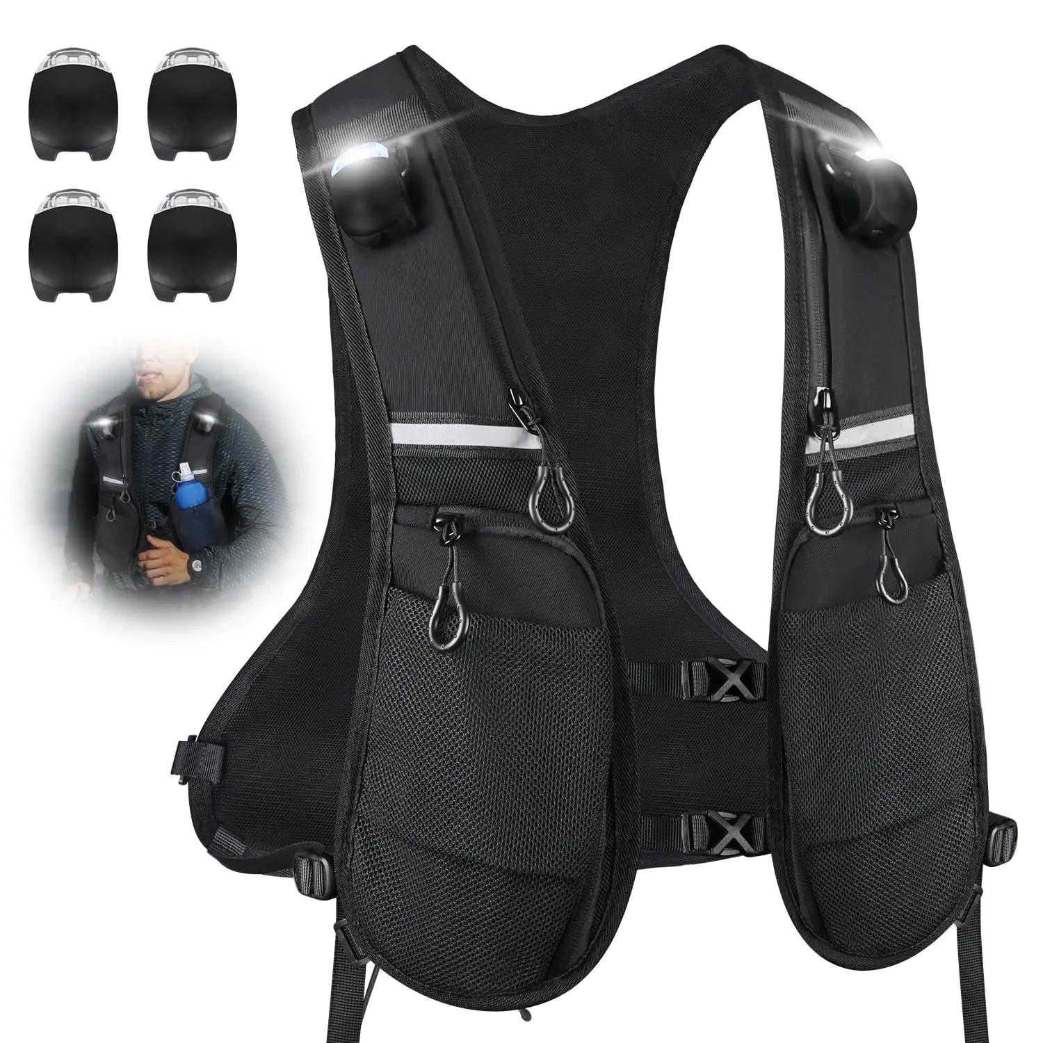 HCRTGAY Running Hydration Vest – Lightweight, Breathable & LED Safety Design