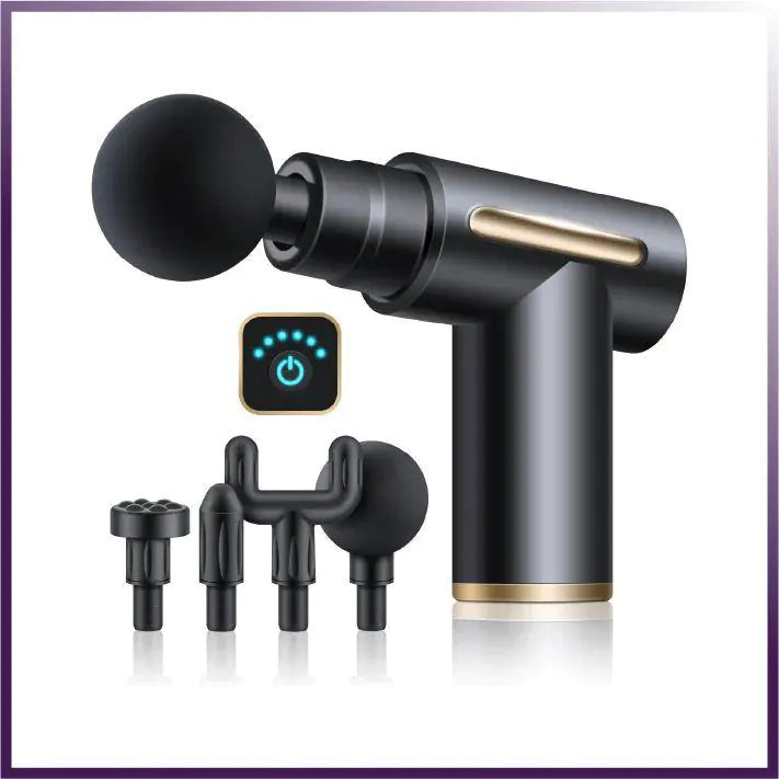 Cordless Deep‑Tissue Muscle Massage Gun – 6‑Speed Handheld Percussion Massager with 4 Interchangeable Heads & Dual 1800 mAh Batteries