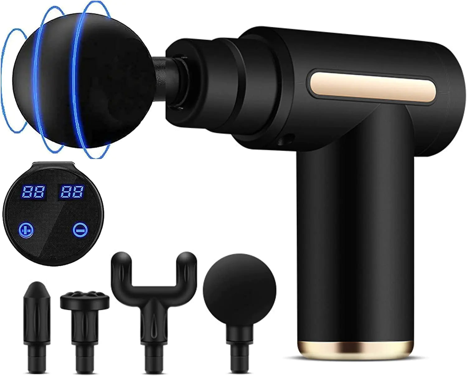 Cordless Deep‑Tissue Muscle Massage Gun – 6‑Speed Handheld Percussion Massager with 4 Interchangeable Heads & Dual 1800 mAh Batteries