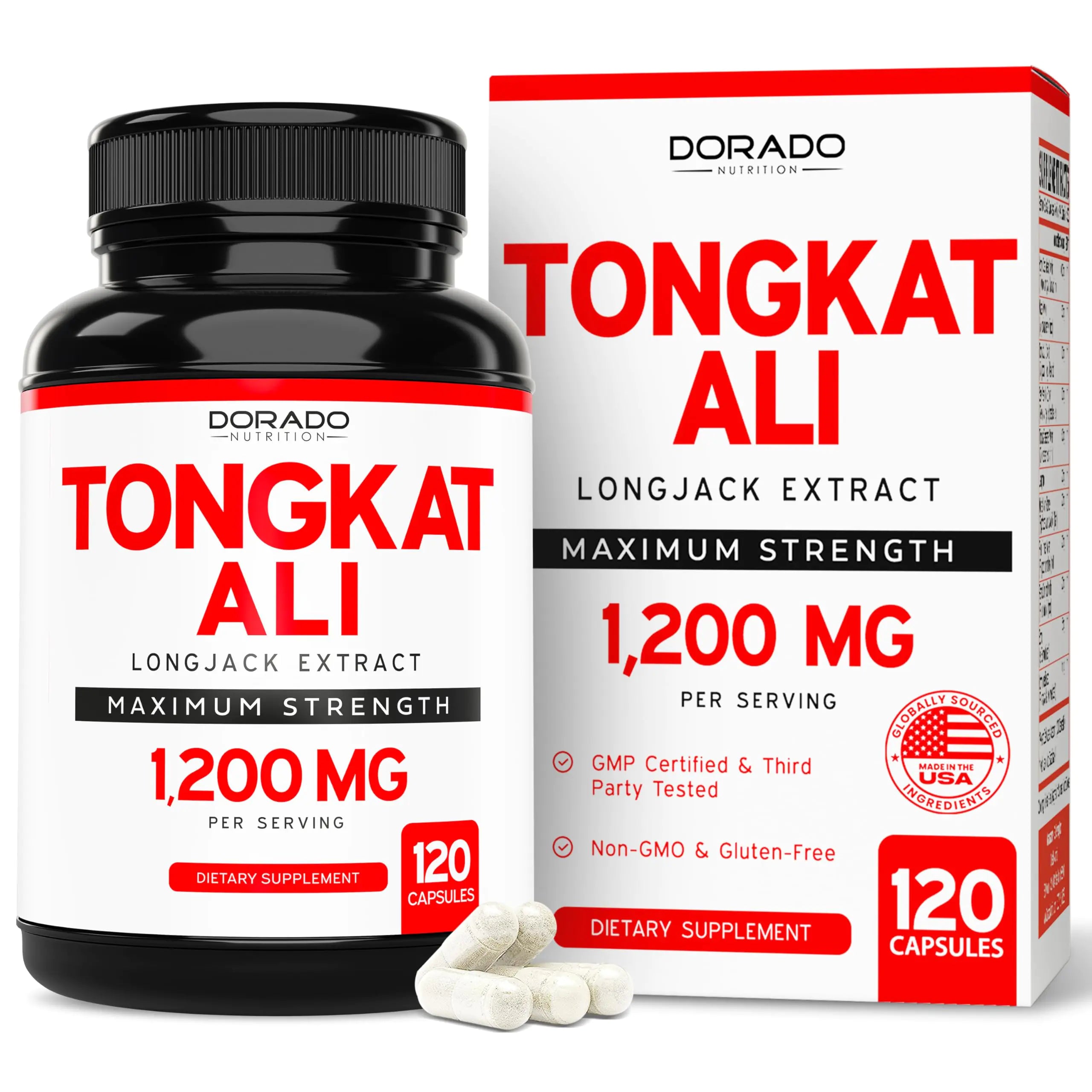 Tongkat Ali for Men – 1200mg Longjack (Eurycoma Longifolia) Extract – 120 Capsules for Vitality, Testosterone & Performance Support – Non-GMO, USA Made, Third-Party Tested
