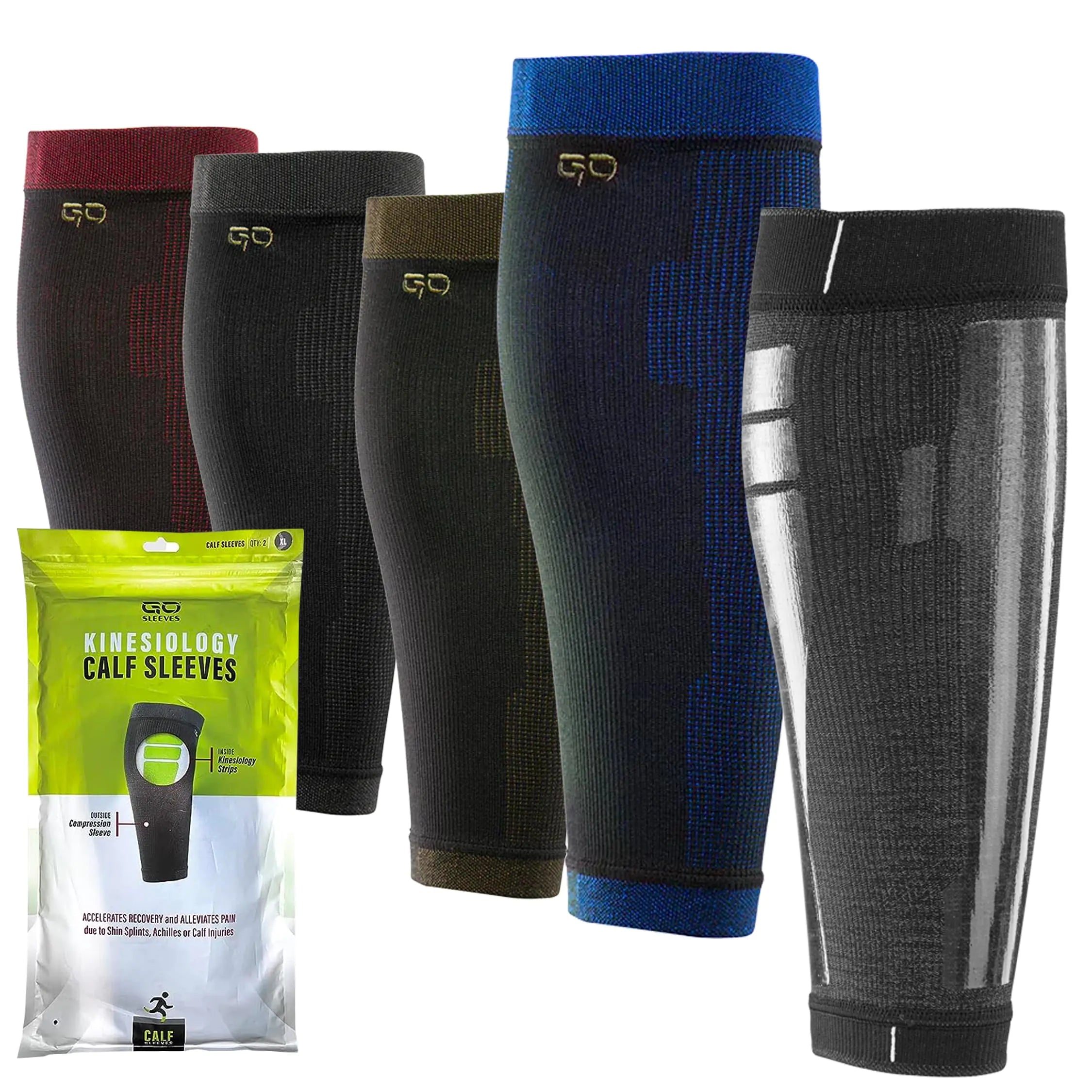 Go Sleeves Premium Calf Compression Sleeves – Kinesiology Tape Support for Performance & Recovery