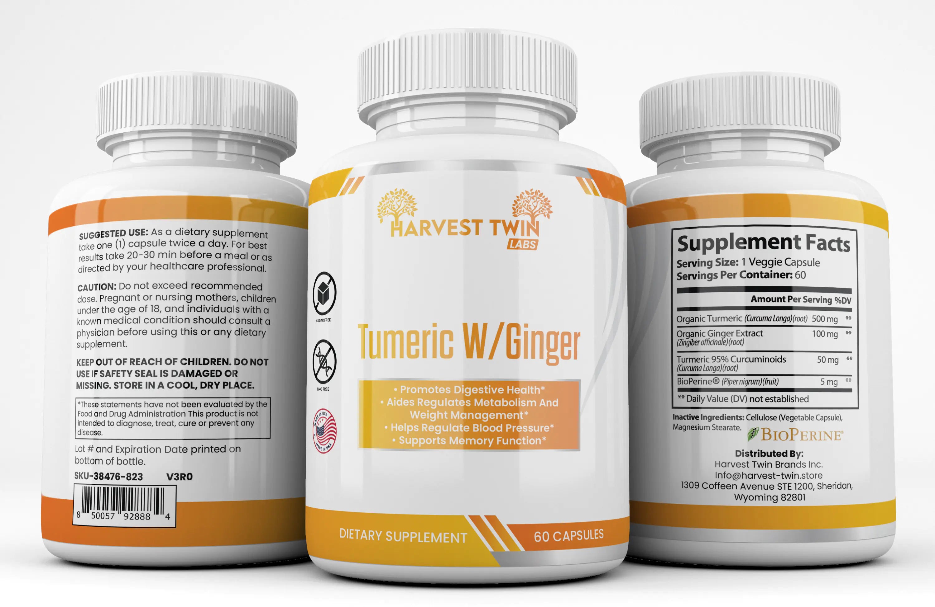 Turmeric & Ginger Capsules – Joint Support, Inflammation Relief & Immune Boost – High Potency with Black Pepper for Absorption