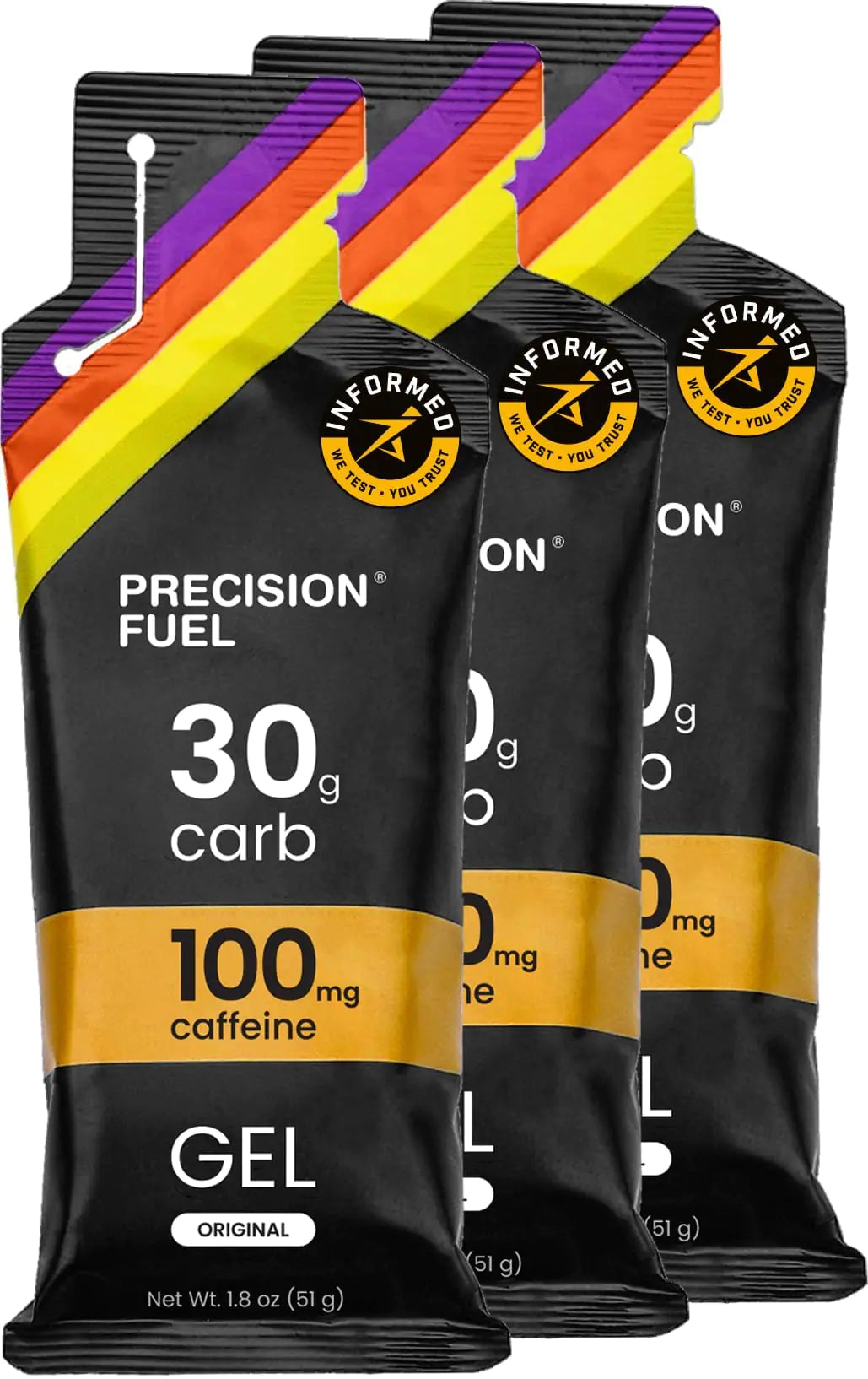 Precision Fuel 30 Energy Gel – 30 g Carbs & 30 mg Caffeine Mild‑Flavour Running Gels for Endurance & Long‑Duration Sports (3‑Pack)