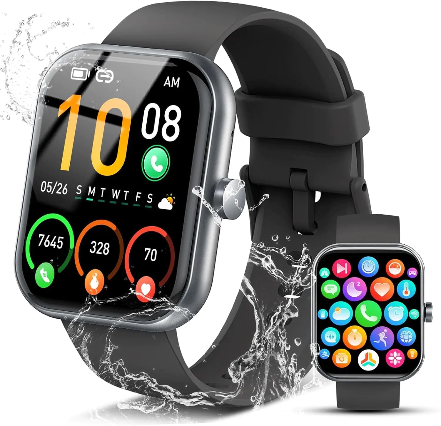 1.96″ Smartwatch for Men – Fitness Tracker with Call/Answer, IP68 Waterproof, Pedometer, Sleep & Heart Rate Monitor, 110+ Sport Modes (Android & iOS)