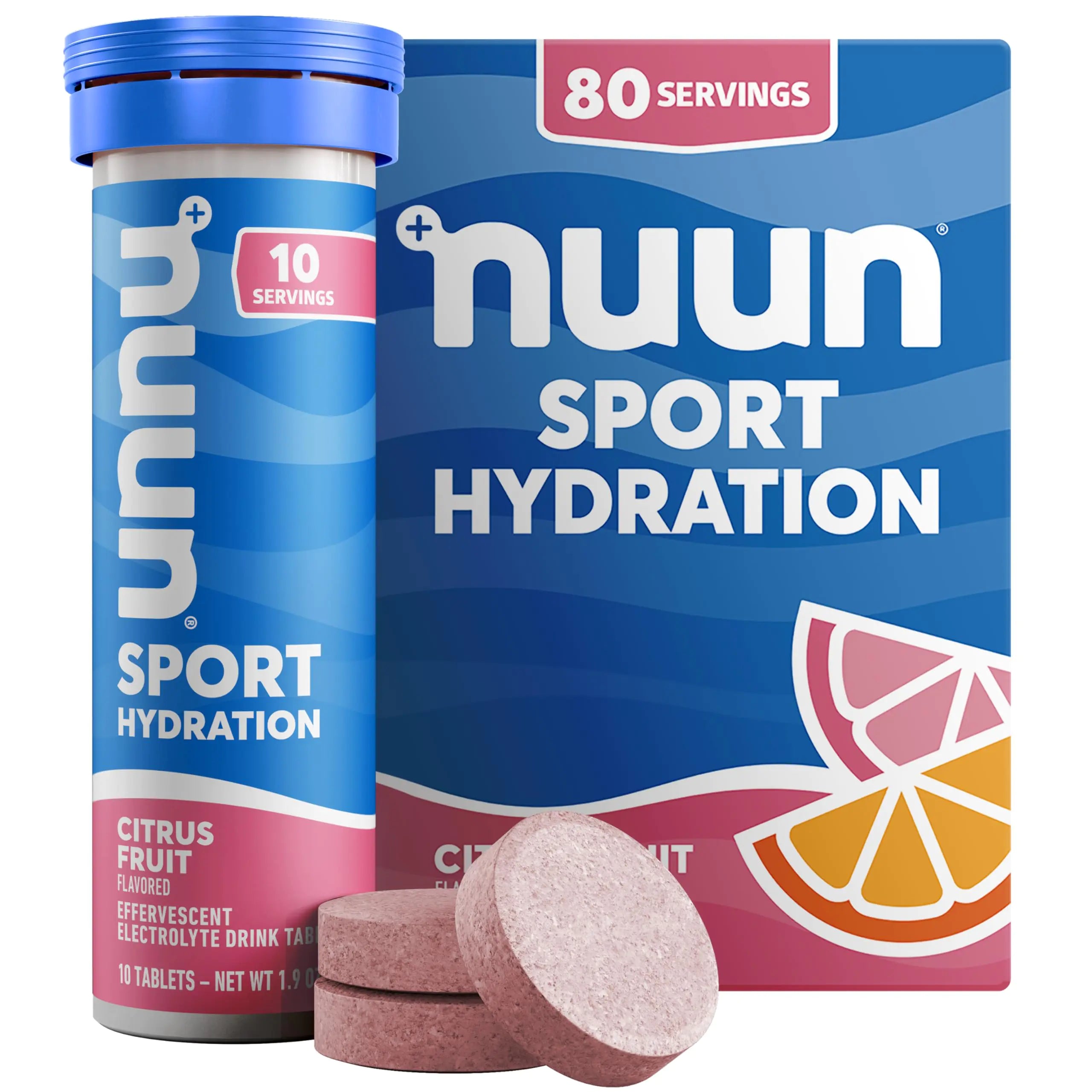 Nuun Sport Hydration Electrolyte Drink Tablets – Citrus Fruit Flavor | 10 Tablets per Tube (Pack of 8)