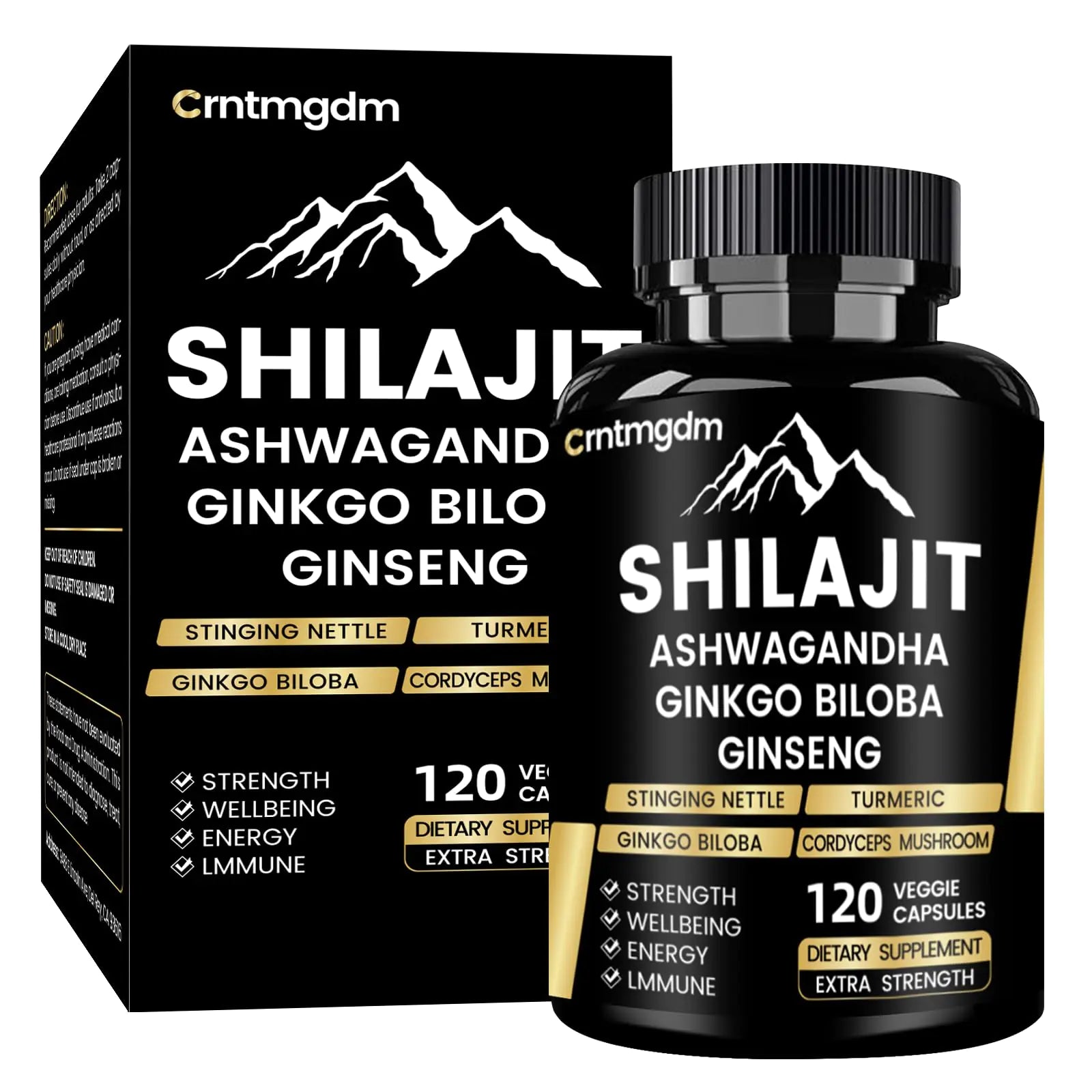 Juebingy Shilajit Capsules 20,000mg – Pure Himalayan Shilajit with Ashwagandha for Vitality, Energy & Wellness – Organic Supplement for Men & Women (120 Capsules)